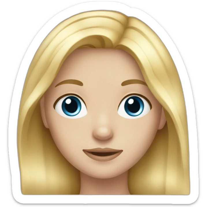 blonde girl with long hair and darker blue eyes sticker