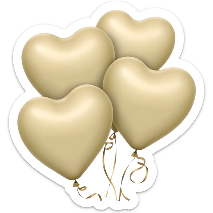 Balloons of pale beige and pale olive in the shape of hearts sticker