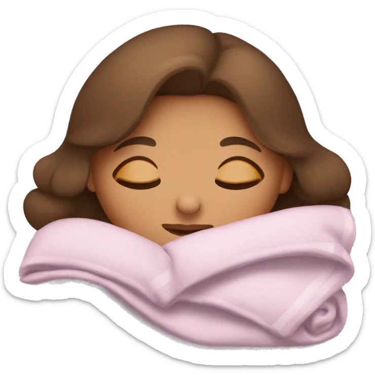 A cute girl sleeping with brown hair and tan skin sleeping with a blanket sticker