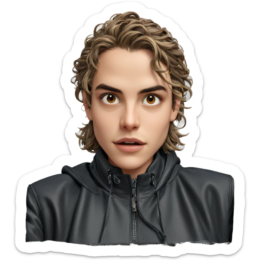 brown-eyed girl in black jacket sticker