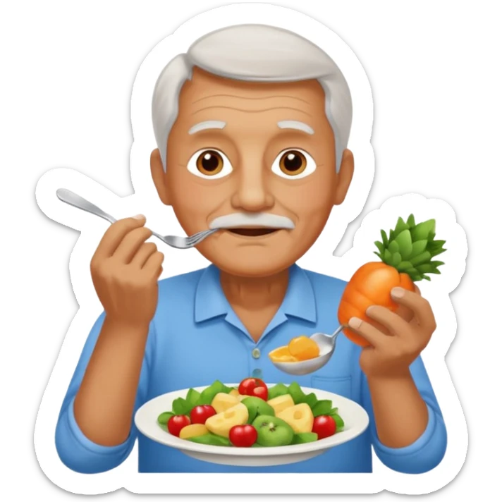 una imagen de un abuelo de 63 años con una enfermedad cardiovascular pero puedes poner donde creas adecuado ya sea al rededor o donde se vea vbien habitos saludables como buena alimentacion signos vitales.. PERO QUE NO SEA UN MEDICO SINO UNA  O SEA UN ABUELO DE 63 AÑOS NORMAL SIN BATA MEDICA sticker