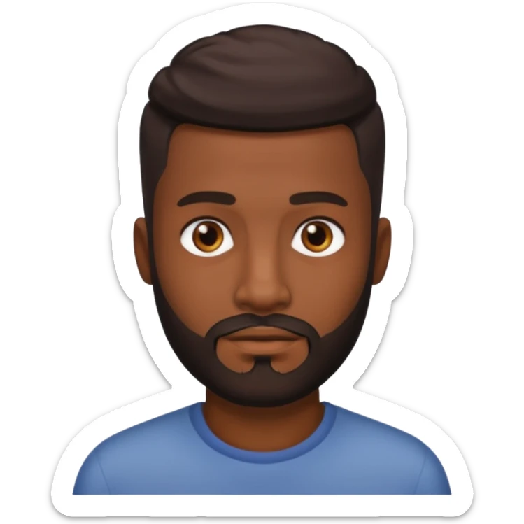 Dark brown skin man with a light beard and a fade haircut with dark brown eyes sticker
