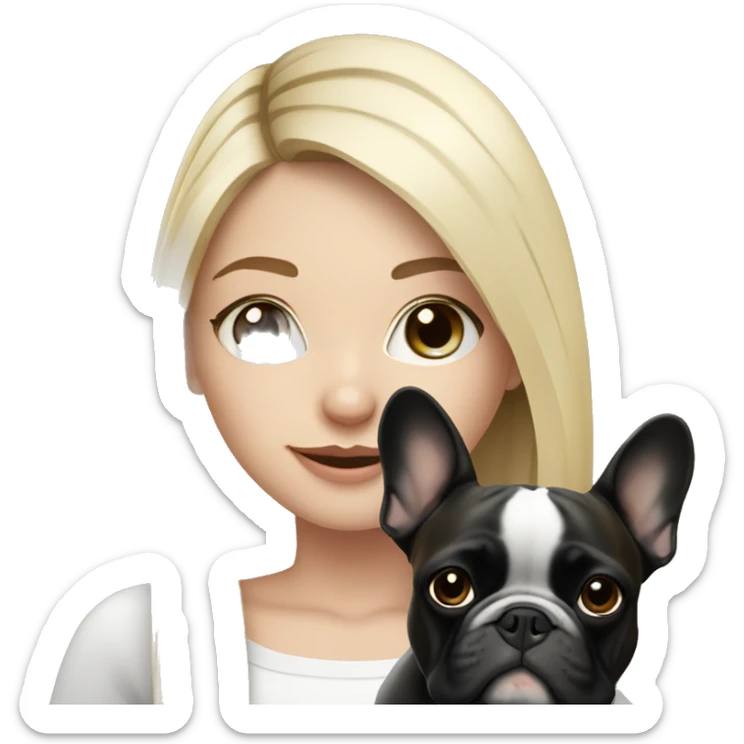 Long hair Blonde girl with black/white French bulldog sticker