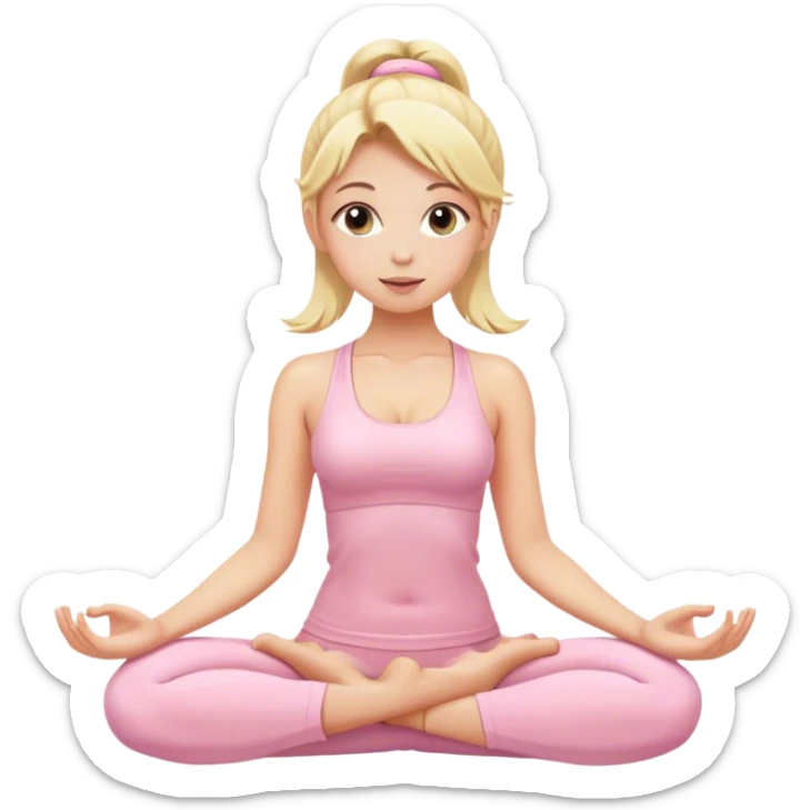 blonde yoga girl light pink clothes n sticker