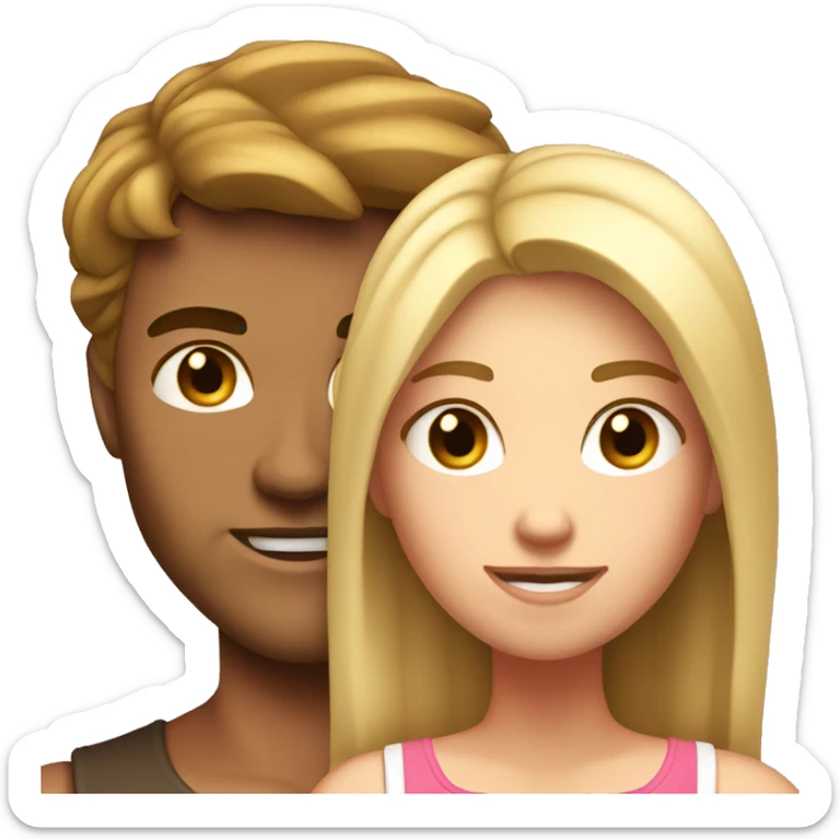 A couple. The guy is very muscular with brown hair and the girl has long blonde hair  sticker