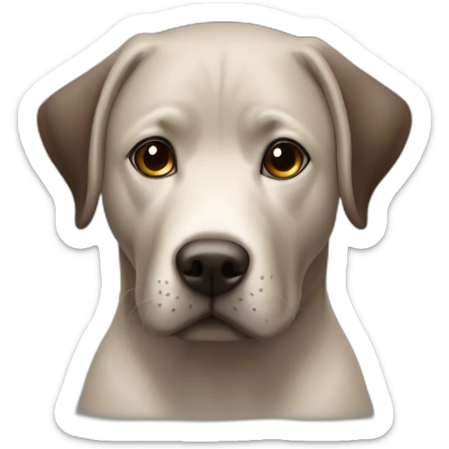 5 years old, female, Chubby, DARK brown, english lab, tired face, looking at you confused, very small amount of white scruff under chin sticker