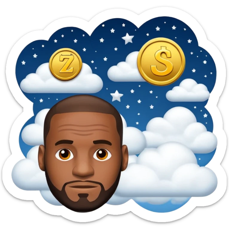 lebron james coin emoji  and text on the emoji niggas in the sky sticker