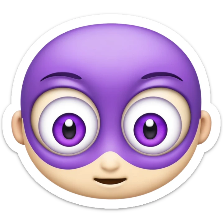 3D emoji of two big cartoon eyes peeking, purple shadows, friendly and minimal background

 sticker