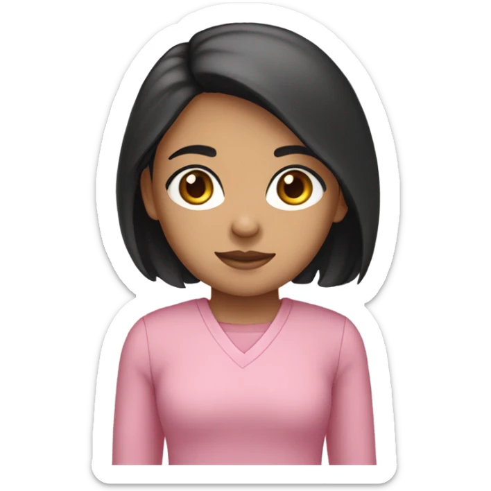 girl with black long hair and light brown eyes and pink outfit  sticker