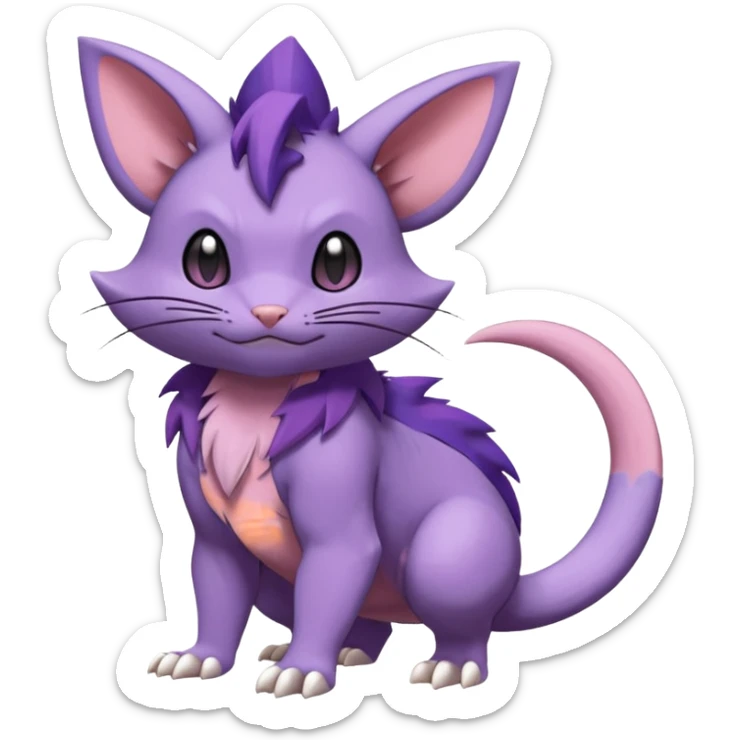 Nidoking-Purrloin-Delcatty-Rattata-Pokémon-hybrid-fusion-creature (full body) sticker
