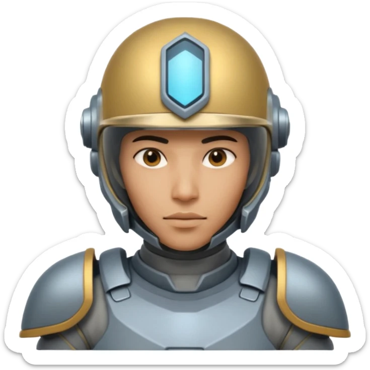 futuristic armored soldier human portrait, head and shoulders only, South Asian facial features, helmet visor, sci-fi armor details, 3D cartoon, mobile game icon style, clean background, no text, no watermark
 sticker