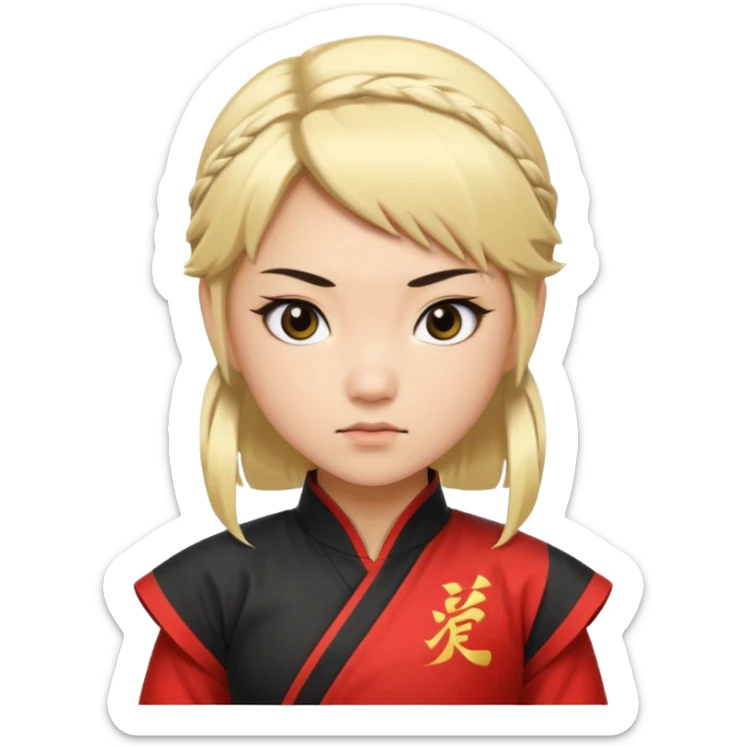 Chineese Kung fu girl with blonde hair with black streak sticker