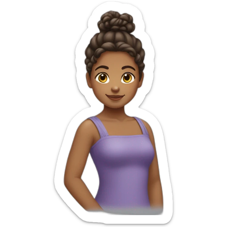 Medium Brown skin ton girl child with curly hair tied into a bun sticker