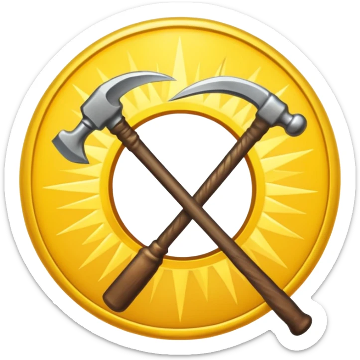 The Sickle and the Hammer are crossed, and behind them are the rays of the sun sticker