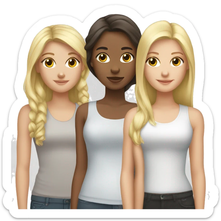 Three girls one brunette white girl two blonde girls  sticker