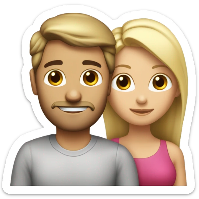 pareja de enamorado juntos, "mujer chuca rubia" hombre moreno con  cabello liso con peinado hacia los lados sticker