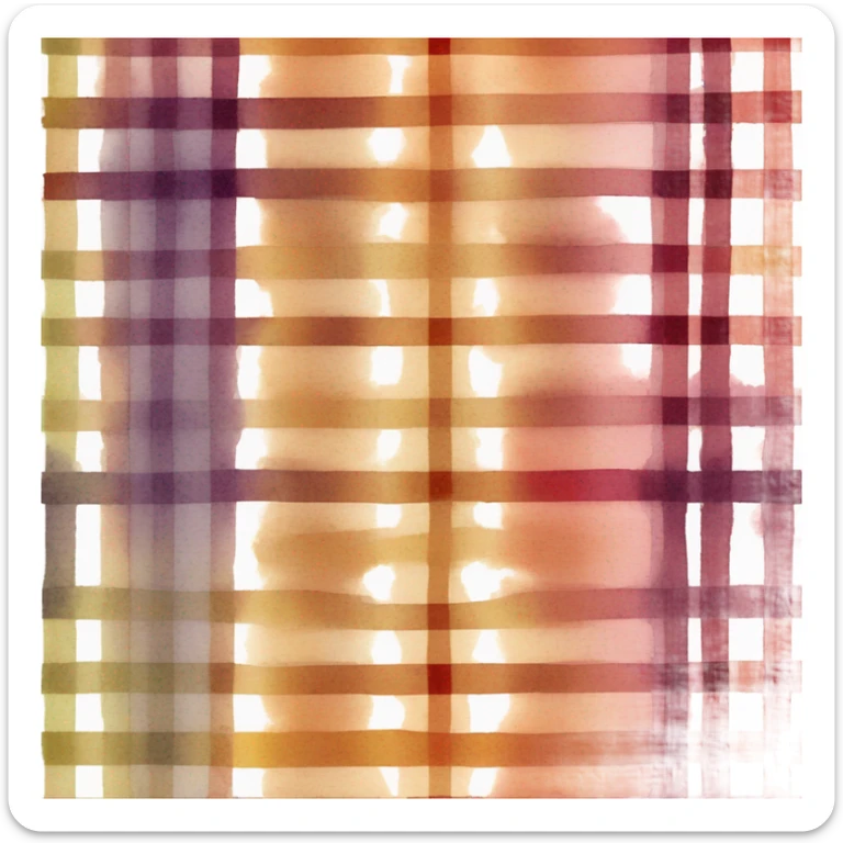 Watercolor card fall color plaid sticker