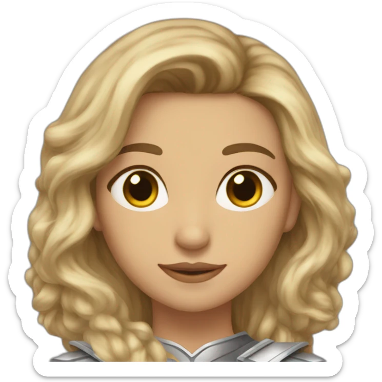 bird knight long brown hair golden eyes tan skin woman sticker