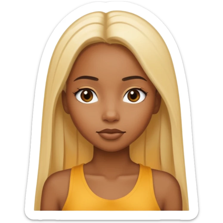 Black girl with long straight blonde hair sticker