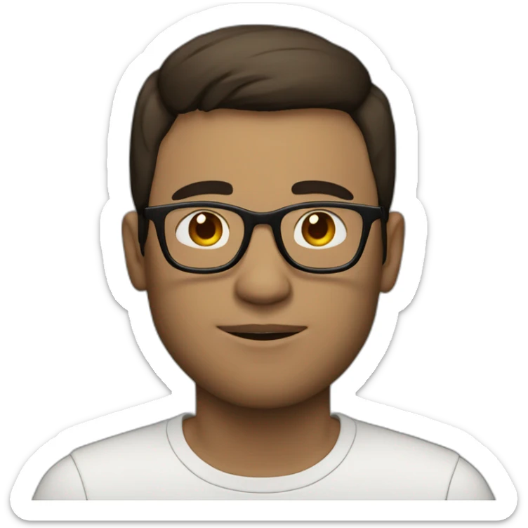 man with laptop in front, round glasses, pale skin and dark brown hair sticker