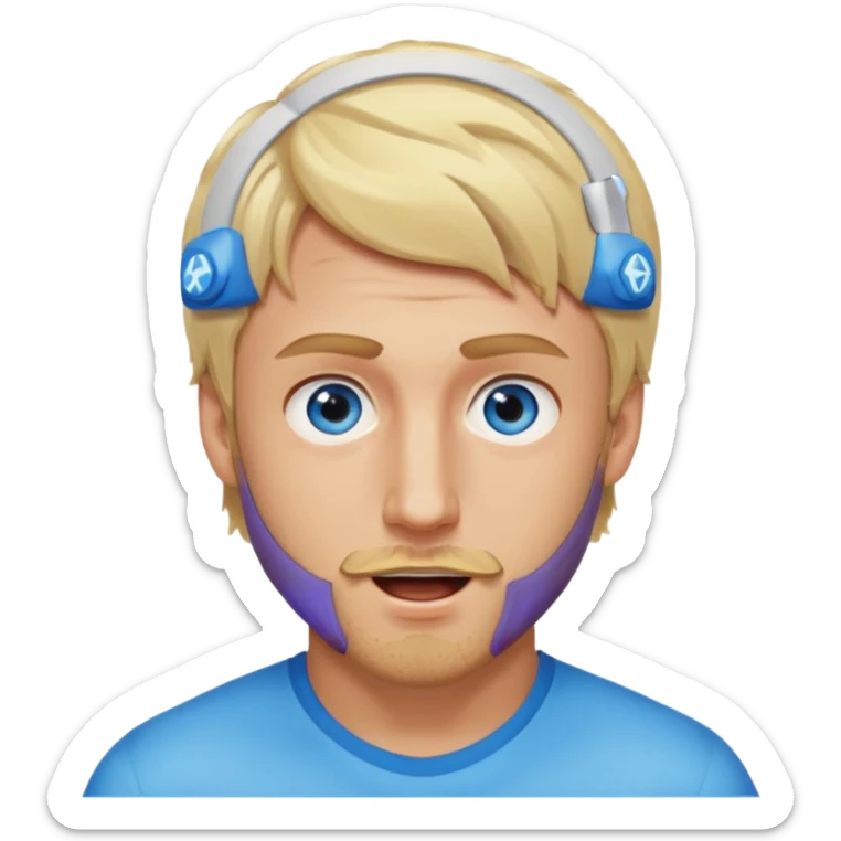 Genmoji style portrait of Logan Paul, blonde hair, blue eyes, short beard, energetic expression sticker