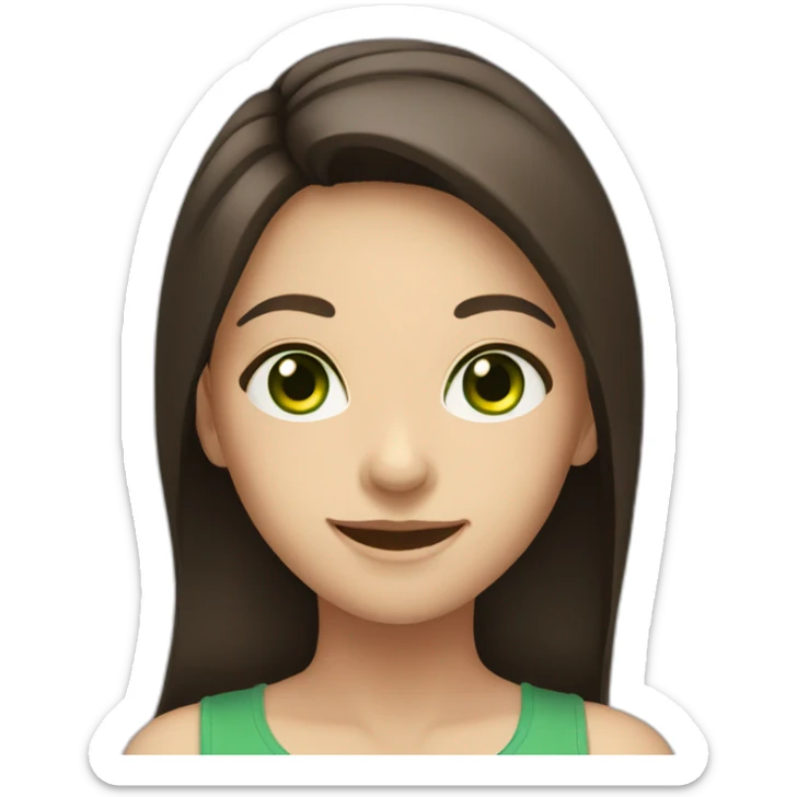 girl smiling with green eyes and long dark brown hair sticker
