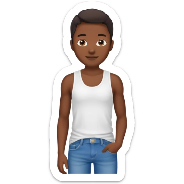 Un personnage noir avec un débardeur blanc et un jean 👖  sticker