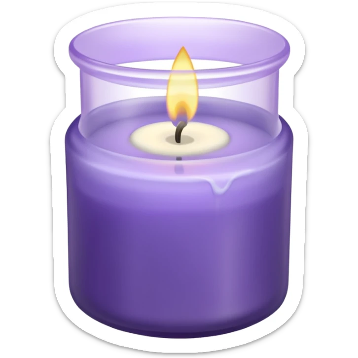 Lavender candle – purple wax in frosted glass jar with lavender flower inside sticker