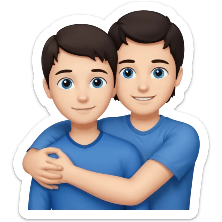  Chłopak z ciemnymi włosami i z ciemnymi oczami przytulający się do brunetki z niebieskimi oczami sticker