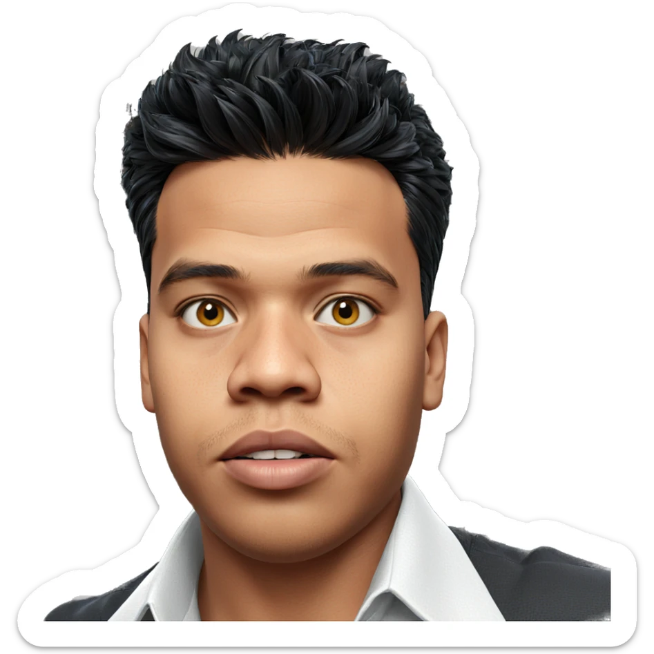 realistic male portrait with shirt sticker