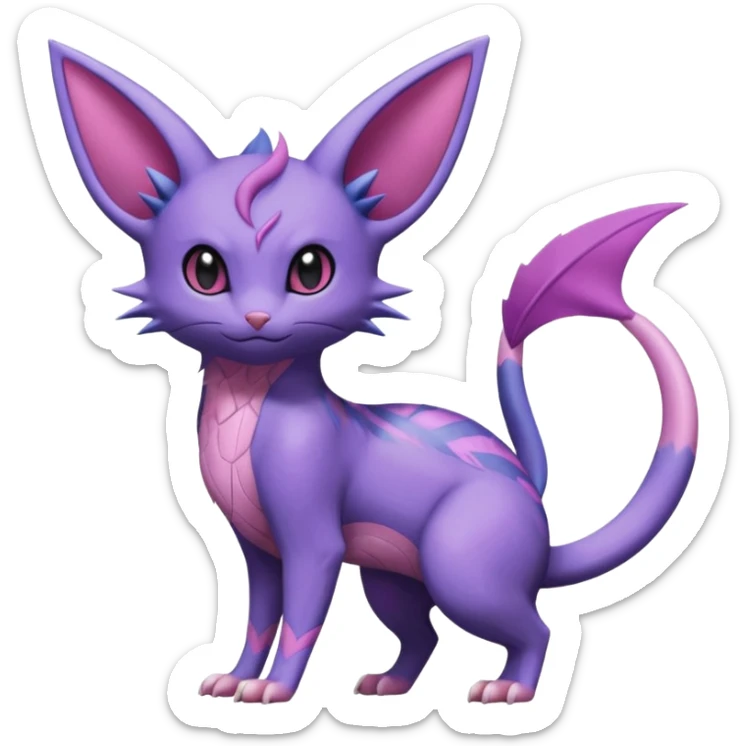 Sneasel-Nidorino-Espeon-Noibat-Purrloin-Fakémon-hybrid-creature (full body)  sticker