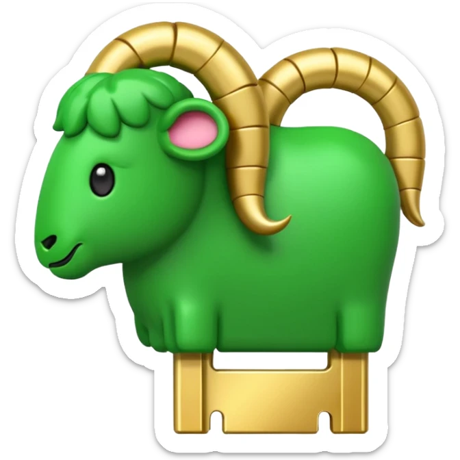 Apple-style 3D emoji of a single green RAM stick, gold connector pins at the bottom, small black memory chips on top, simple and clear design. sticker