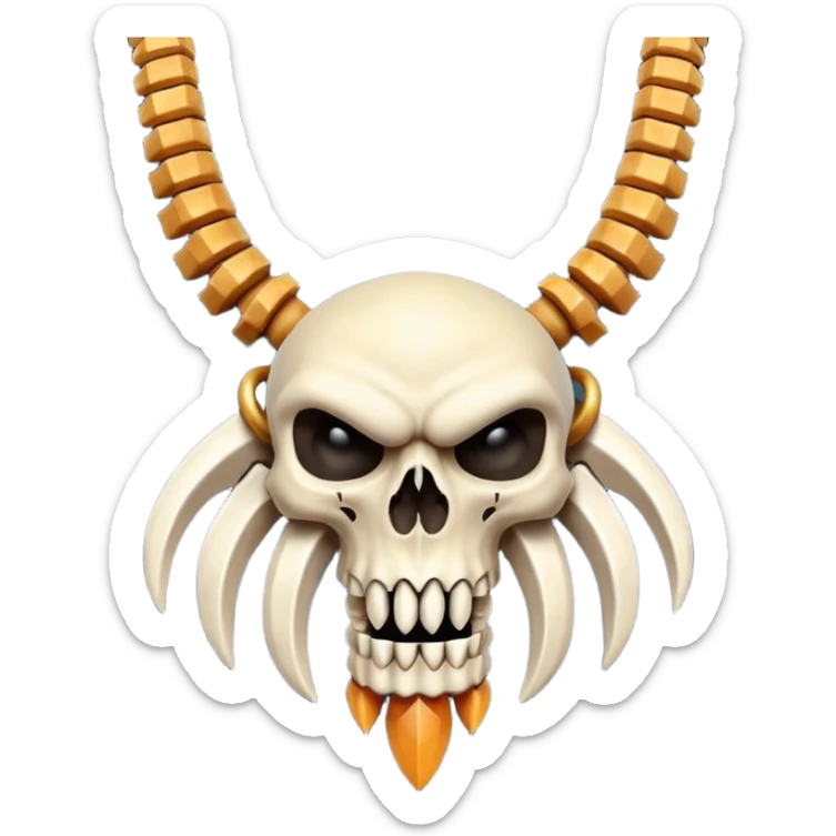 barbarian necklace object icon, necklace made of bones and fangs, rugged tribal jewelry, 3D cartoon, mobile game icon style, centered, clean background, no text, no watermark sticker