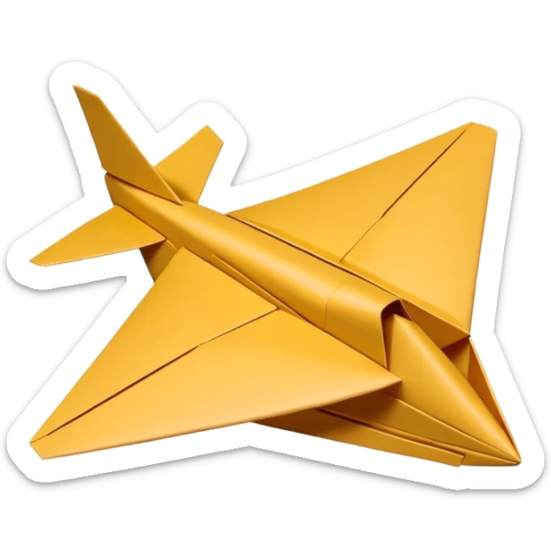 3D render of Paper Airplane made entirely of folded origami paper, sharp creases, cardboard texture, matte finish, visible paper grain, craft aesthetic,  apple emoji style, isolated on white background --v 6.0 sticker