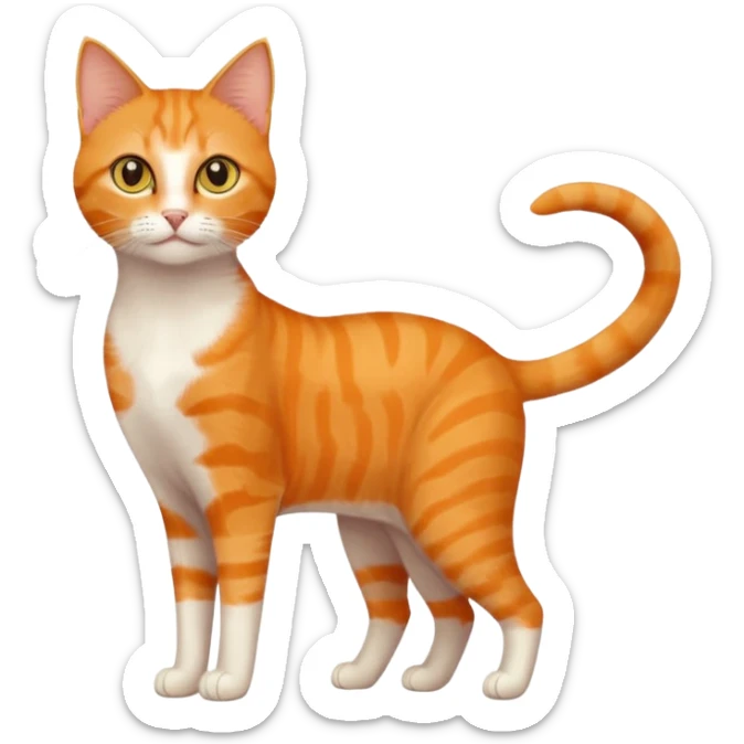 full body orange domestic shorthair slim cat with yellow/orange eyes  sticker