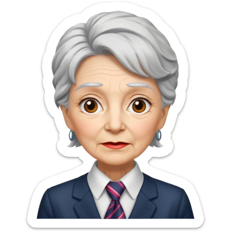 Very old women with Necktie.more smudges on face, different hair style. sticker