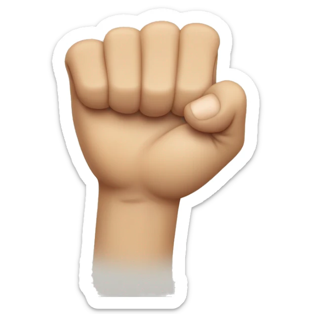 the hand is in a fist shape and the thumb is between the index finger and the middle finger sticker