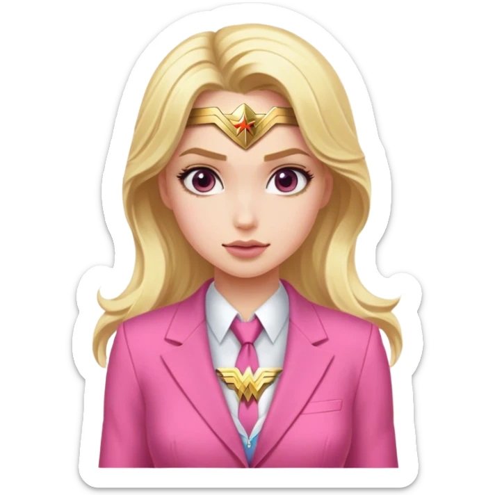 Blond girl pink suit wonder woman sticker