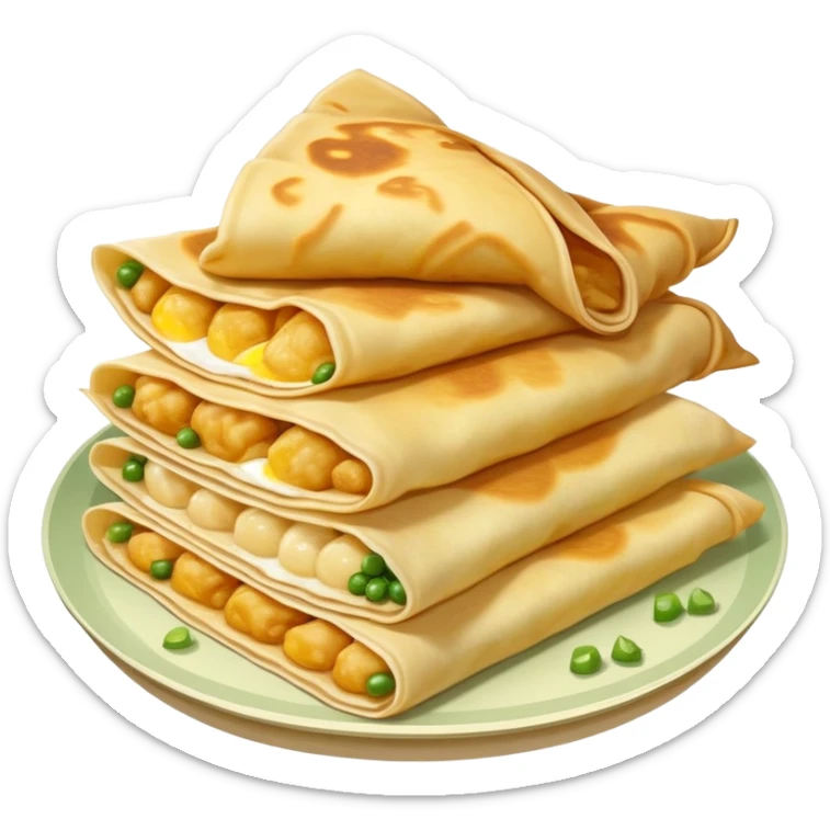 Chinese jianbing crepe street food with soft muted colors sticker
