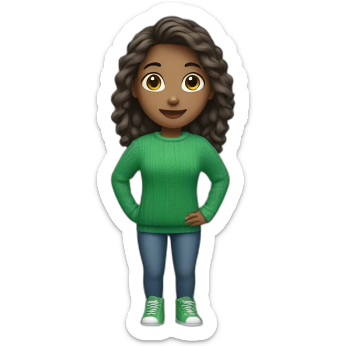 Girl in green sweater sticker