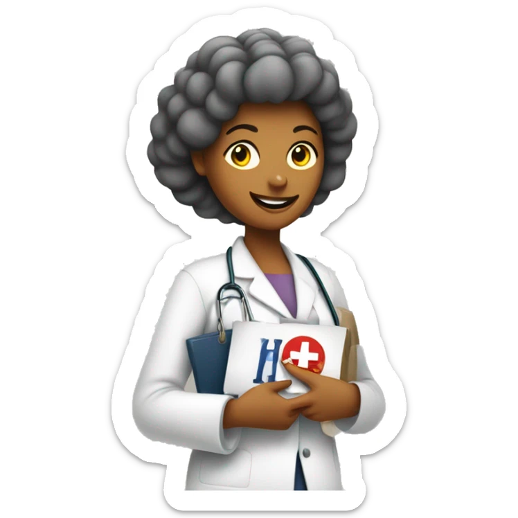 Lady with a Medicare sign in one hand and a Harris sign in the other  sticker