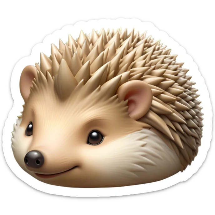 Beautiful and Majestic Hedgehog Portrait Emoji, Head and body resting in serene repose with a gentle, content smile, showcasing a delicately spiky yet soft body with eyes gently closed in peaceful slumber, Simplified yet exquisitely endearing features, highly detailed, glowing with a soft, drowsy forest light, high shine, relaxed and utterly enchanting, stylized with an air of timeless woodland majesty, soft glowing outline, capturing the essence of a beautiful and majestic hedgehog that embodies the serene charm of nature! sticker