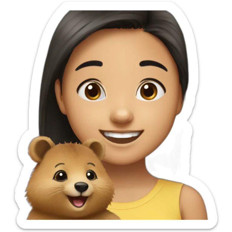a-happy-quokka-with-happy-girl-who-is-black-hair sticker