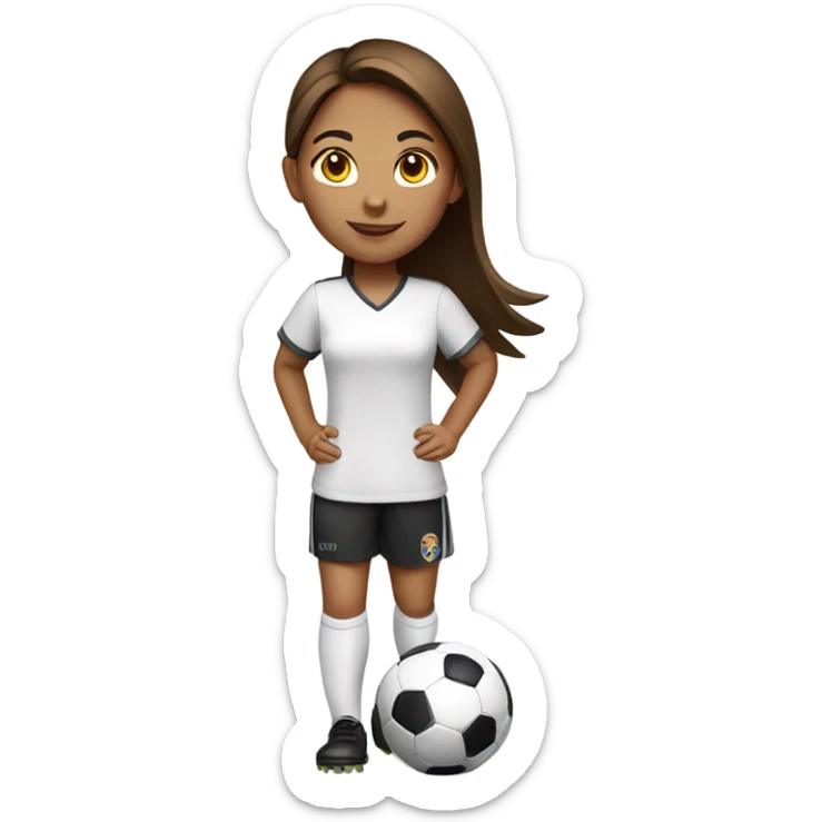 girl-with-brown-straight-hair-Play Soccer White shirt sticker