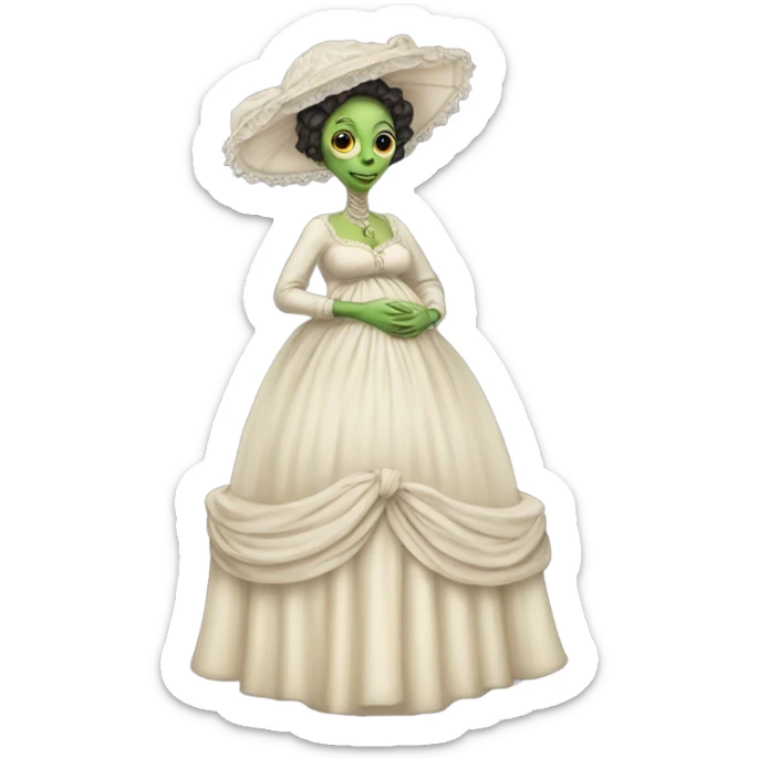 Pregnant alien woman, full body, in victorian elegant dress sticker