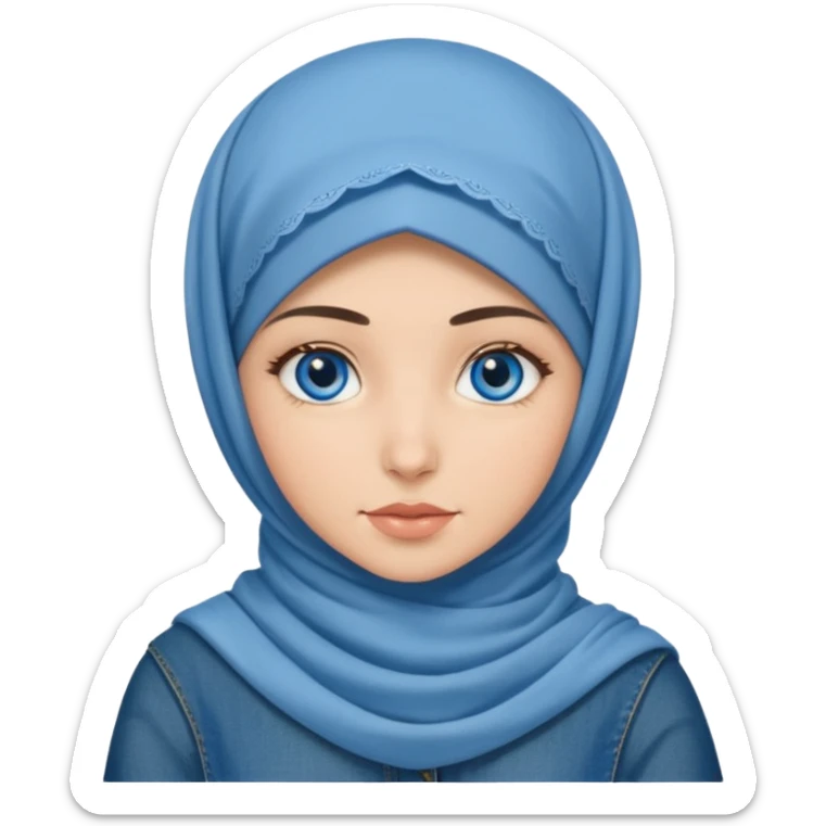 Turkish beautiful finish Konya girl blue eyes with denim hijab dress and ramadan background  sticker