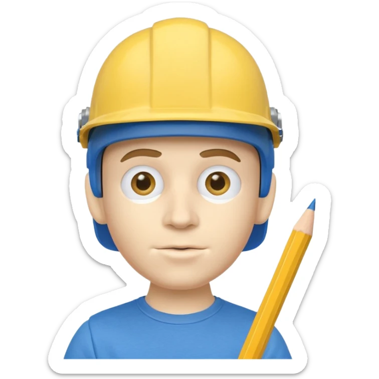 puppet with a yellow tshirt that says jeffy on it with a blue helmet on and a pencil in his nostril sticker