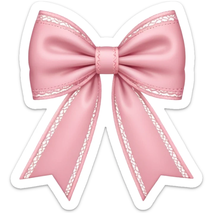 coquette style pink bow, soft and romantic, pastel pink, lace details, emoji size, no text sticker