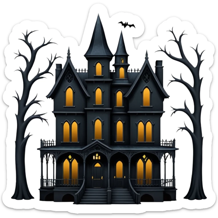 Adams family morbid 6 story tall haunted dream house with complete wrap-around porch  sticker