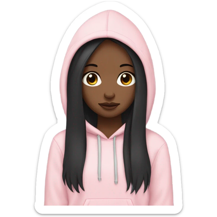 Light skin black girl with long black straight hair wearing pale pink hoodie face palm  sticker
